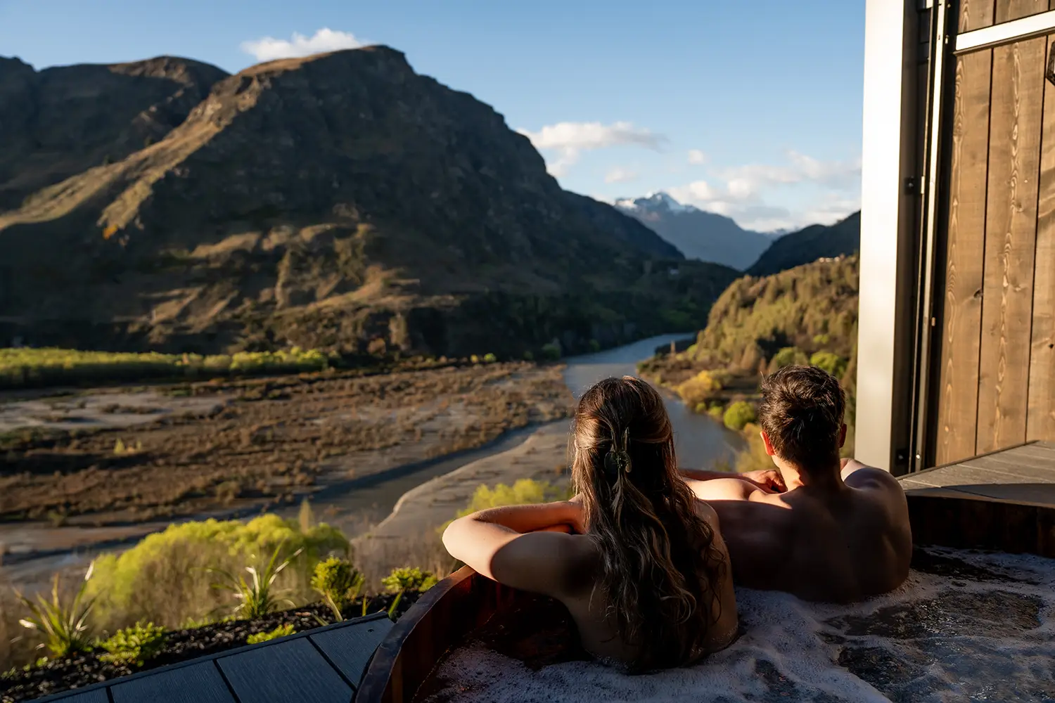 Couple enjoying hot pool